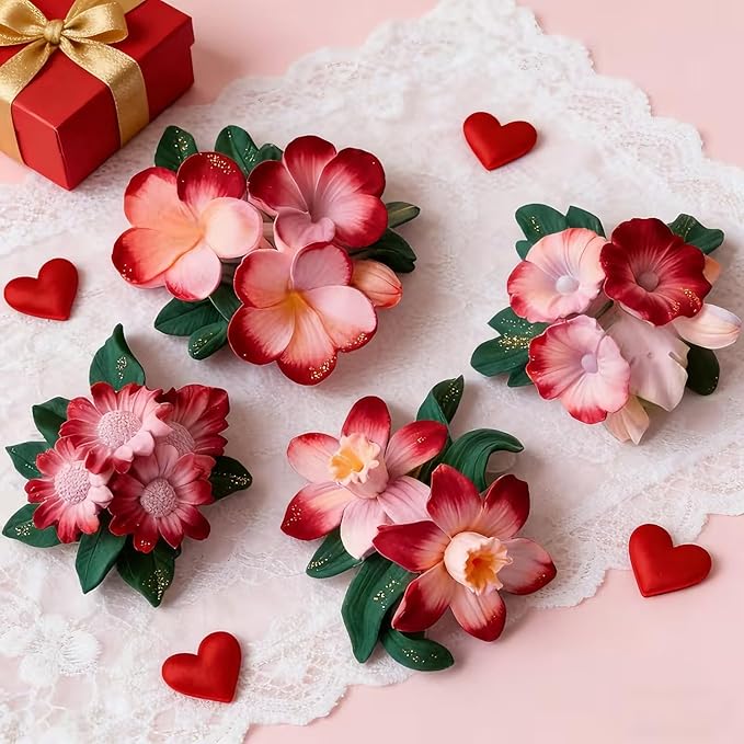 4PCS Flower Silicone Mold 3D Cute Flower Resin Candle Molds for Candle Making Sun Flowe Daffodils Petunia Plumeria Flowe Silicone Mold Resin Aromatherapy Gypsum Wax Soap Clay Craft