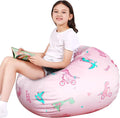 Lukeight Dinosaur Stuffed Animals Storage Bean Bag Chair Cover Only (Ships Empty, No Filling) - Velvet YKK Zipper Beanbag Cover for Kids Big kids, Washable Plush Toy Organizer, X-Large 30" D x 18" H