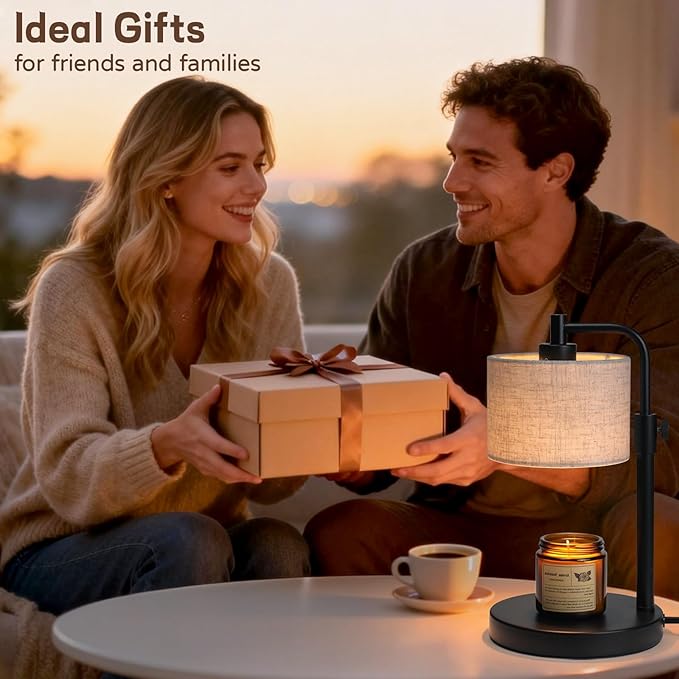 NITOWOLF Candle Warmer Lamp, Candle Lamp Warmer with Timer Adjustable Height Wax Warmer Lamp for Jar Candles, Birthday Gifts for Women House Warming Gifts (Black Linen)