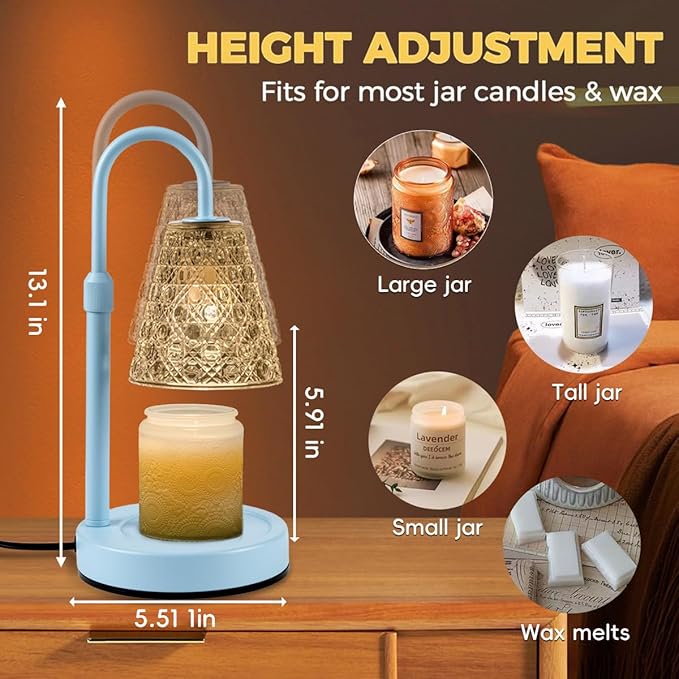 Candle Warmer Lamp with Timer Dimmable, Birthday Gifts for Women Mom, House Warming Gifts New Home Decor, Wax Melt Warmer for Jar Candles with 2 Bulbs