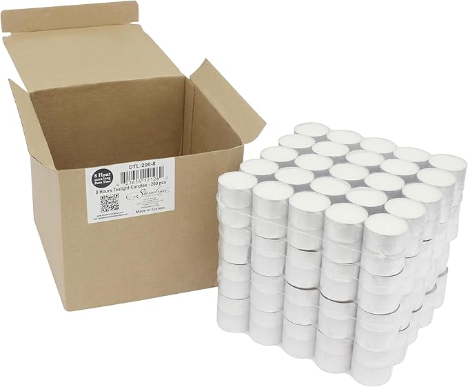 Stonebriar White Unscented Smokeless Long Burning Tea Light Candles with 8 Hour Burn Time, 200 Count
