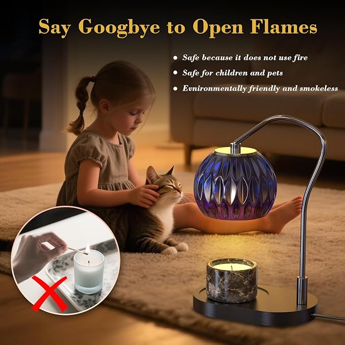 Candle Warmer Lamp with Timer & 4-Level Dimmer, Electric Wax Warmer for Jar Candles, Black Home Decor with 2 Bulbs, Gift for Women, Men, Housewarming