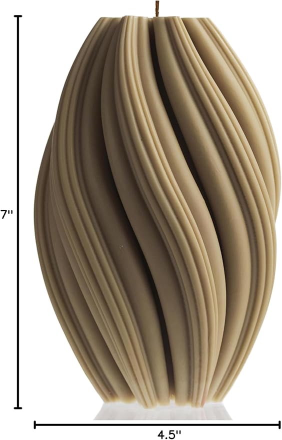 LAWA Swirl Candle - Large Beautiful Handmade Pillar Scented Soy Wax Twirl Elegant Bubble Aesthetic Candle Housewarming Gift Home Room Shelf Decor Idea Spiral Olive Beige (Large)