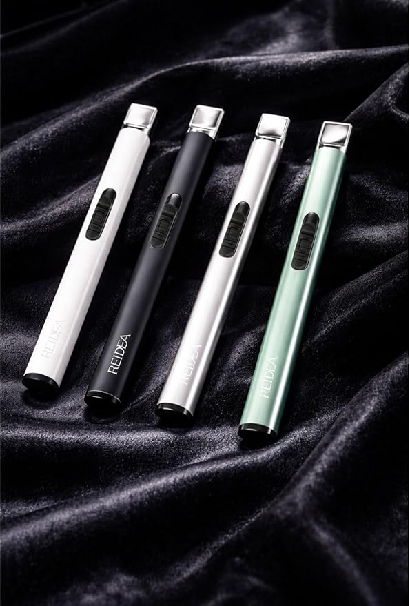 REIDEA 2 PCS Electronic Candle Lighter Arc Windproof Flameless USB Rechargeable Lighter with Safe Button for Home Kitchen (S4, Pitch Black)