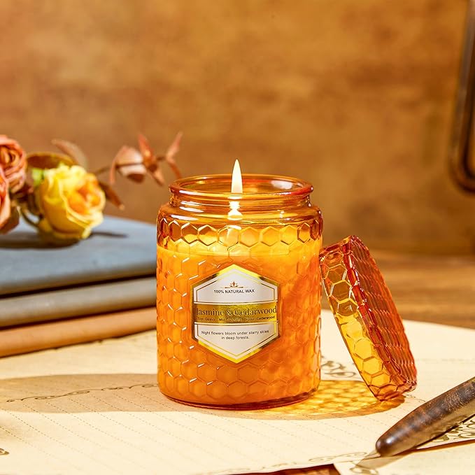 6 Pack Natural Soy Wax Jar Candles for Home, Scented Aromatherapy Gift Set for Women, 33 oz 240 Hour Long Lasting, for Birthday, Valentine's Day, Amber
