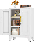 White Metal Storage Cabinet, 36" Tall Locking Storage Cabinet with 2 Adjustable Shelves, Steel Locker Organizer, for Office, Home, School, 11.81" D x 23.62" W x 35.83" H