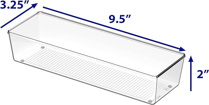 Simple Houseware Clear Drawer Organizer for Office Bin Desk Storage, 3.25"x 9.5", 4 Packs