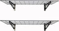 MonsterRax | Garage Wall Shelf Two-Pack White or Hammertone | Three Size Options | Includes Bike Hooks | 500lb Weight Capacity (Hammertone, 18"x36")