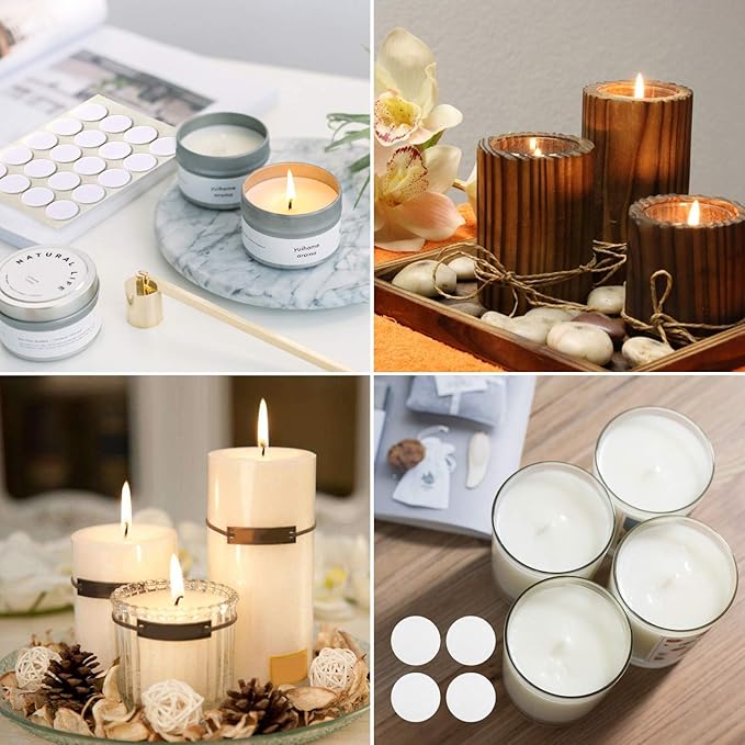 buluker 100Pcs Functional Smokeless Candle Wicks - Pre Waxed Cotton Wick with Metal Sustainer Tabs for Pillar Candle Making and DIY, (100, Thick 6inch)