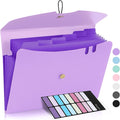 Sooez 7 Pocket Expanding File Folder, Premium Accordion Organizer with Labels, Letter Size Folders for Documents, Filing Bungee Closure, Portable School Office, Purple, SZA0104-0903A