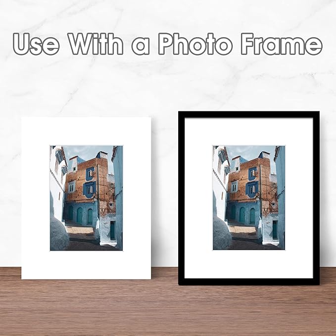 Golden State Art Pack of 50, Acid-Free White Pre-Cut 8x10 Picture Mat for 5x7 Photo with White Core Bevel Cut Frame Mattes