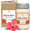 AIRA Soy Candles - Organic, Kosher, Vegan, in Mason Jar w/Therapeutic Grade Essential Oil Blends - Hand-Poured 100% Soy Candle Wax - Paraffin Free, Burns 110+ Hours - Hibiscus Passion -16 Ounces