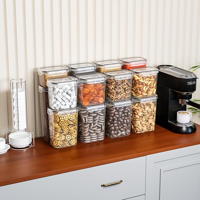 Yieach Air Tight Pantry Storage Containers - 24 PCS With Label - BPA Free Plastic Airtight Food Storage Containers with Lids for Dry Foods,Chip,Grain,Sugar,Flour and Kitchen Cereal Containers Storage