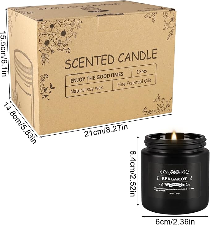 Scented Candles Gifts Set 24 Pack Soy Wax Travel Tin Jar Candles for Home 3.05 OZ for Mom for Christmas, Birthday, Thanksgiving, Mother's Day(Black)
