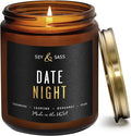 Date Night Candle I Scented Black Candles for Men or Women - French Cashmere & Vanilla Scent Soy Wax - Infused w/Essential Oils | Mens Candle I Long-Lasting 50Hr Burn, 9oz I Non Toxic I Made in USA