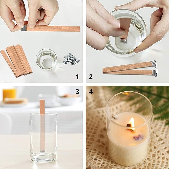 Candle Wood Wicks 0.75 x 5.12 inch Natural Candle Wick 100 PCS for Candles, Wood Candle Wicks Bulk Wooden Wicks for Candle Making