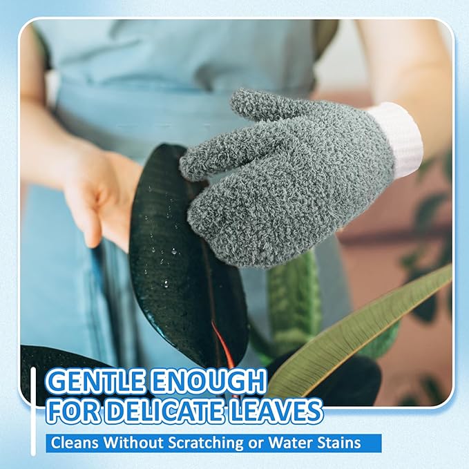 MIG4U Microfiber Dusting Gloves House Cleaning Glove for Blinds, Windows, Shutters, Furniture, and Car, Reusable Lint-Free Gray S/M