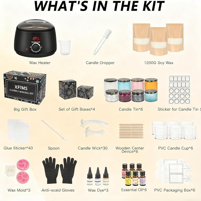 XFNMS Candle Making Kit Scented Candles Making Kit for Beginners DIY Starters