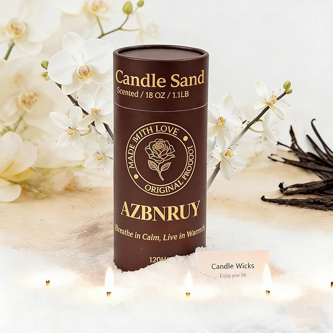 Pearled Candles Sand and 30 Wicks 18 Oz-Refillable Vanilla Scented Pearled Candle Non Toxic Luxury Long Lasting up to 120 Hours-Natural Pearl Powder Wax Sand Candle Beads Kit for Candles Making White