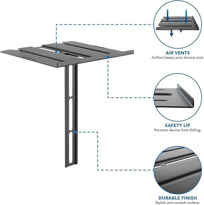 Mount-It! Floating TV Shelf – Dual Wall or TV Mountable AV Shelf – for Cable Boxes, Streaming Devices & Consoles – Steel with Vents & Safety Lip – Easy Installation – Space-Saving Design (6.6 lbs)