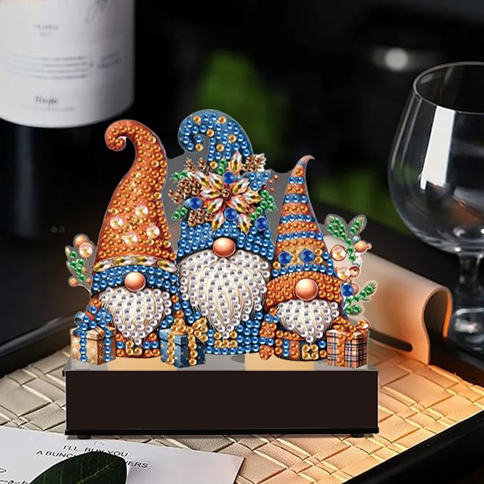 TDFERAN Diamond Painting Taper Candle Holders Christmas 12x11cm Candlestick Holders Centerpieces Candlestick Holders Candle Stick Holders for Home Decoration Party Housewarming Gifts Christmas Gnome