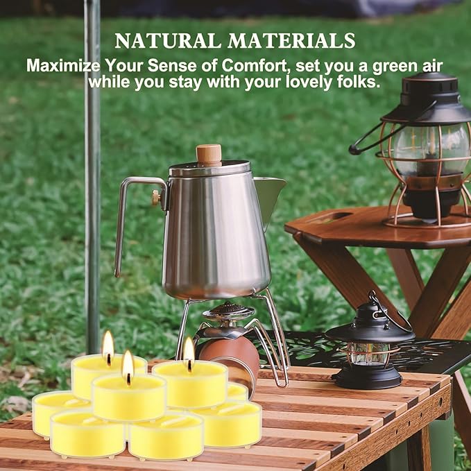 3.5-Hour 50Pack Citronella Tealight Candles, Outdoor and Indoor Summer Scented Candle,Natural Soy Wax Candle for Home Patio Garden Yard Balcony,BBQ Birthday Emergency