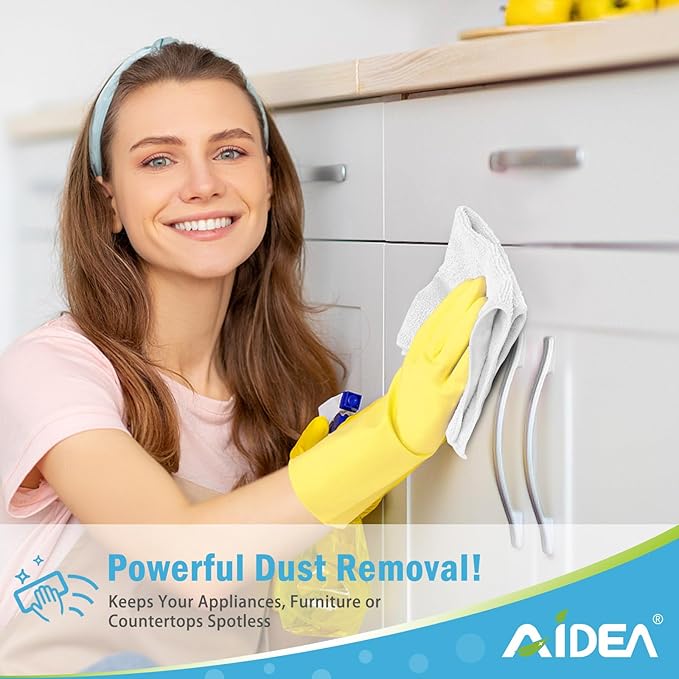 AIDEA Microfiber Cleaning Cloth White 100PK, Soft Microfiber Towels for Cars, Absorbent Cleaning Rags, Lint-Free Streak-Free Wash Cloths for House, Kitchen, Window, 11.5"×11.5"