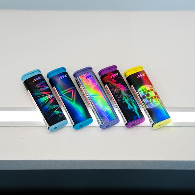 MK Wind Proof Jet Flame Lighters, 5PCS Striking Design, Ideal as Lighters for Candle, Camping, Outdoor use, Butane Refillable Lighter (EDMGenre-5PC)