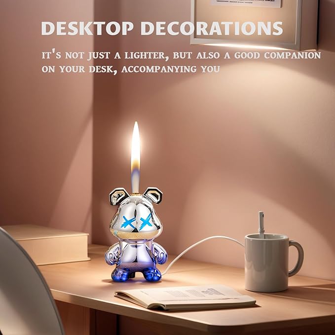 Cute Animal Soft Flame Lighter Cool Creative Design Lighters Butane Refill，Kawaii Cartoon Lighter Accessories，Unique Keychain Lighters for Women Birthday Candles BBQ (Without Butane Gas） (21)
