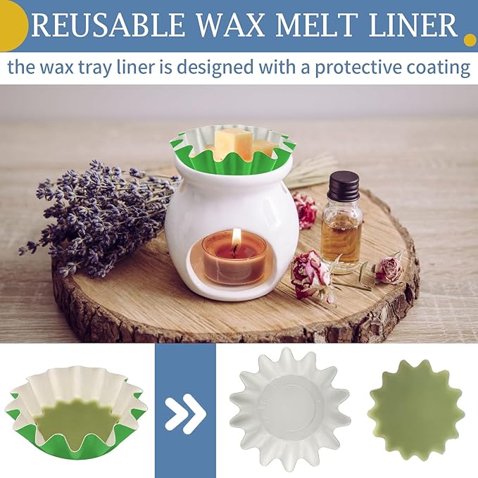 50 Pcs Wax Melt Liners, Wax Melt Warmer Liners, Leakproof & Reusable Wax Melt Cups for Wax Burner, Wax Melters, Candle Warmers, Scented Wax, Plug Warmers, Electric Wax Warmers, Green