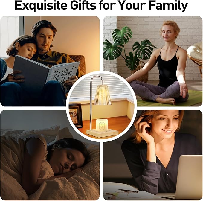APSARAS USA Candle Warmer Lamp with Timer, Candle Warmer,Dimmable, Home Decor,Wax Warmer Lamp for Jar Candles with 2 Bulbs and Life Flower Wooden Base,Gift Box for Her/Him (TD1246)