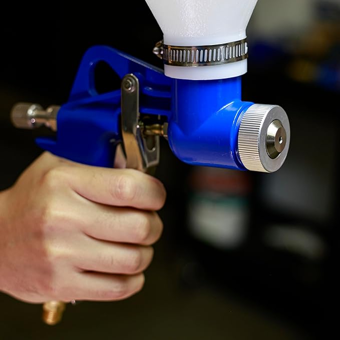 NEIKO 31227A Drywall Texture Sprayer, Air Texture Gun with 1.2 Gallon Hopper Gun, 3 Nozzles: 4 mm, 6 mm, 8 mm, Stucco Mud or Popcorn on Walls and Ceiling, Knockdown, Spray Gun with Handle