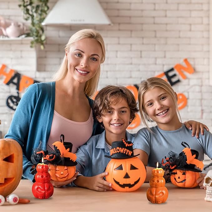 3D Pumpkin Candle Mold Halloween Resin Casting Silicone Mold for DIY Aromatherapy Candles Wax Plaster Polymer Clay Decoration
