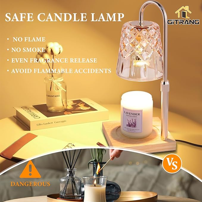Candle Warming Lamp with Timer Dimmer,House Warming Gifts New Home Decor, Birthday Gifts for Women Mom,Height Adjustable Wax Melts Warmer for Jar Candles with 3 Bulbs，Exquisite Gifts Decor Lamp