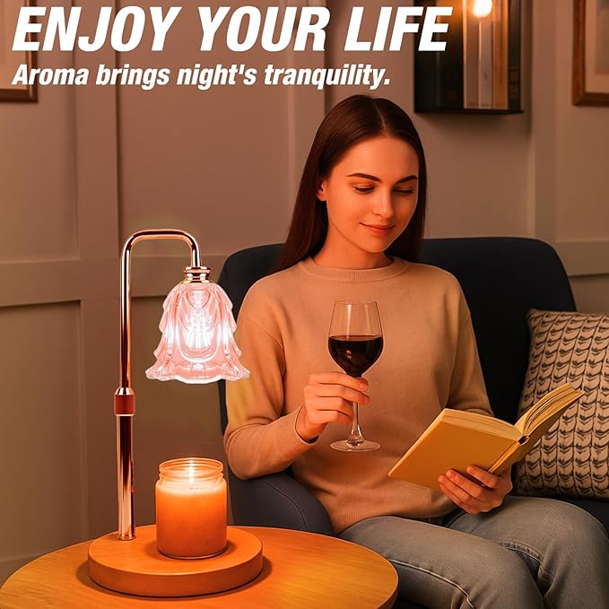 Candle Warmer Lamp with Timer and Dimmer, Electric Wax Warmers for Scented Candles with 5 Brightness Settings, Anti-Glare Lamp with Adjustable Height, Home Decor, Gift for Christmas, Birthday