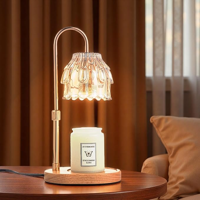 Candle Warmer Lamp with Timer - Height Adjustable Dimmable Table Lights No Flame Heat Melt Wax - House Warming Gifts, Birthday Present for Women,Mothers Day Gifts(Champagne)