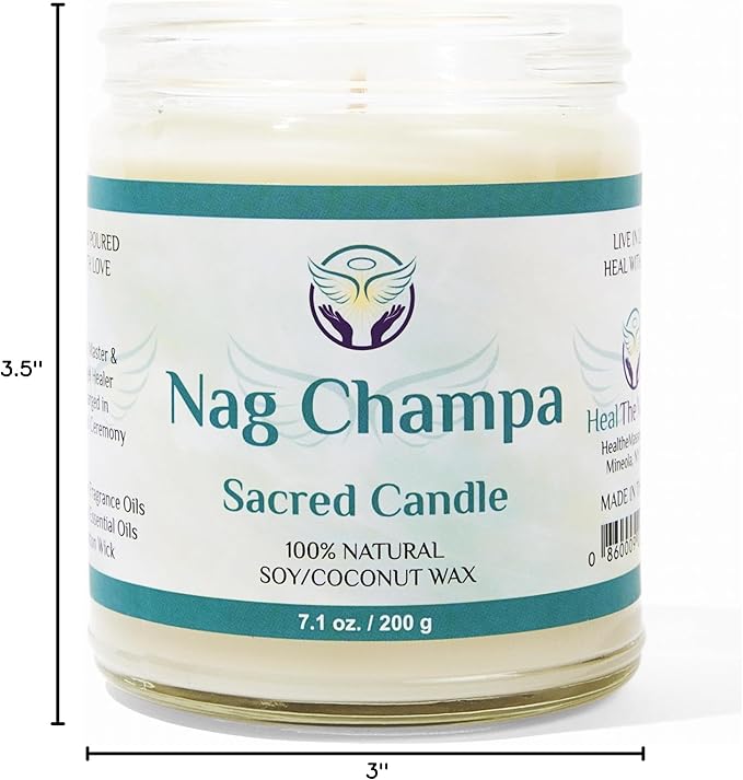White Sage Candles for Cleansing House Chakra Healing | Energy Cleansing Smudge Candle | Natural Aromatherapy Candle | Sage for Cleansing House Negative Energy (7 oz) (Nag Champa)