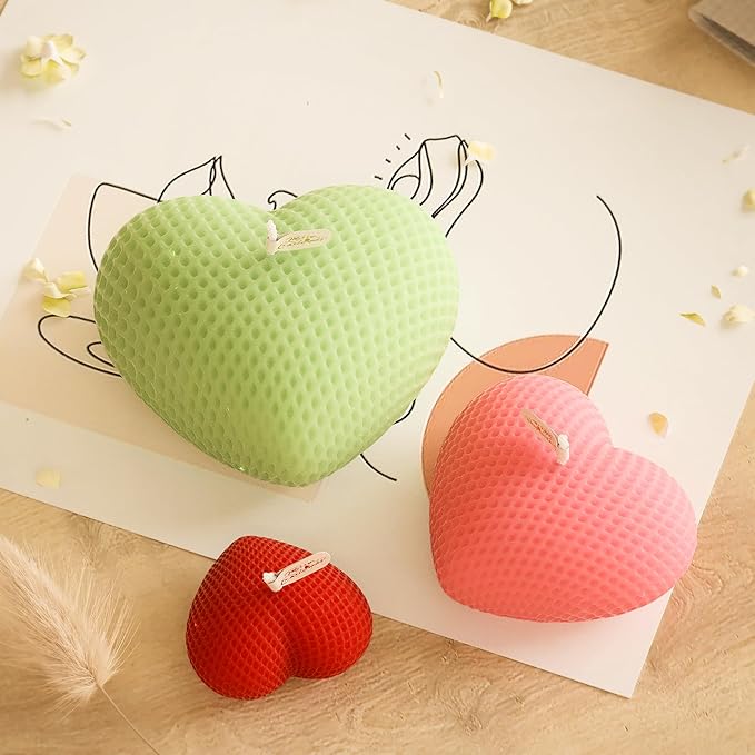 3 Pack Heart Candle Molds Love Resin Mold - Resin Casting Silicone Molds for Home Decor & Candle Making Wave Spiral Mold