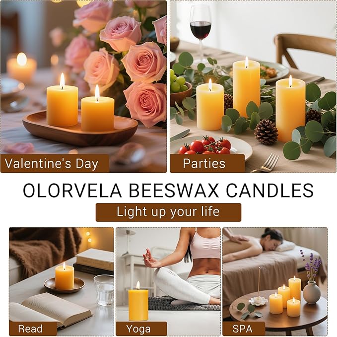 100% Pure Natural Beeswax Pillar Candles-56 Hours Long Burning Time Emergency Beeswax Candles | Organic Bees Wax for Home, Prayer, Christmas, Party | Unscented, Smokeless, Dripless 2 Pack (2×4 inch)