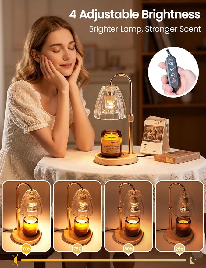 Candle Warmer Lamp with Timer Dimmable Candle Warmer Birthday Gifts for Women Mom Sister, House Warming Gifts New Home Room Decor, Height Adjustable Wax Melts Warmer for Jar Candles