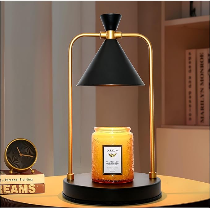 XJZJY Candle Warmer Lamp with Timer Dimmer,Unique Birthday Gifts for Women Mom,House Warming Gifts New Home Room Decor,Wax melt Warmer for Scented Wax Jar Candles,Black-Large
