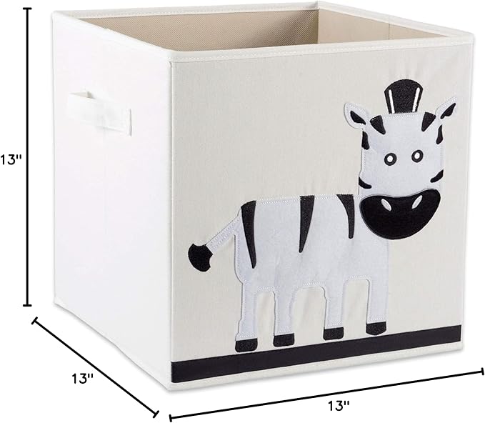 E-Living Store Collapsible Storage Bin Cube for Bedroom, Nursery, Playroom and More 13x13x13" - Zebra