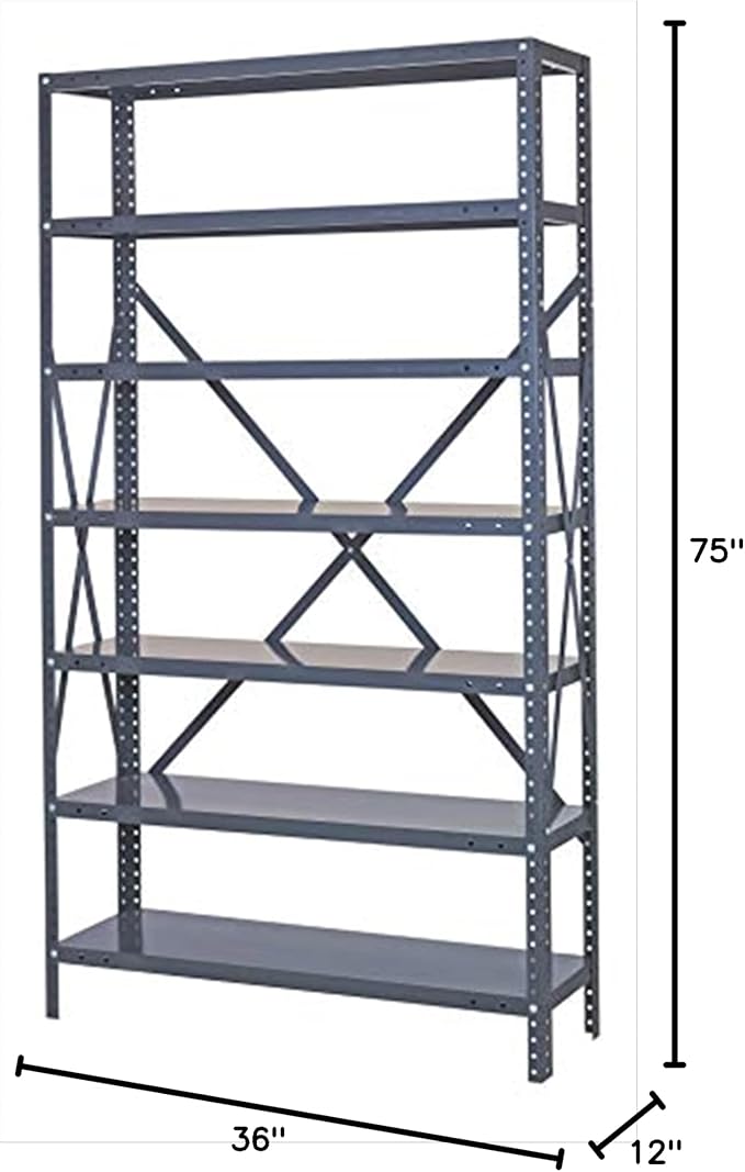 Quantum Storage Systems 75-1236-7 IRONMAN Solid Heavy Duty 7 Shelves 75" H x 36" W x 12" D