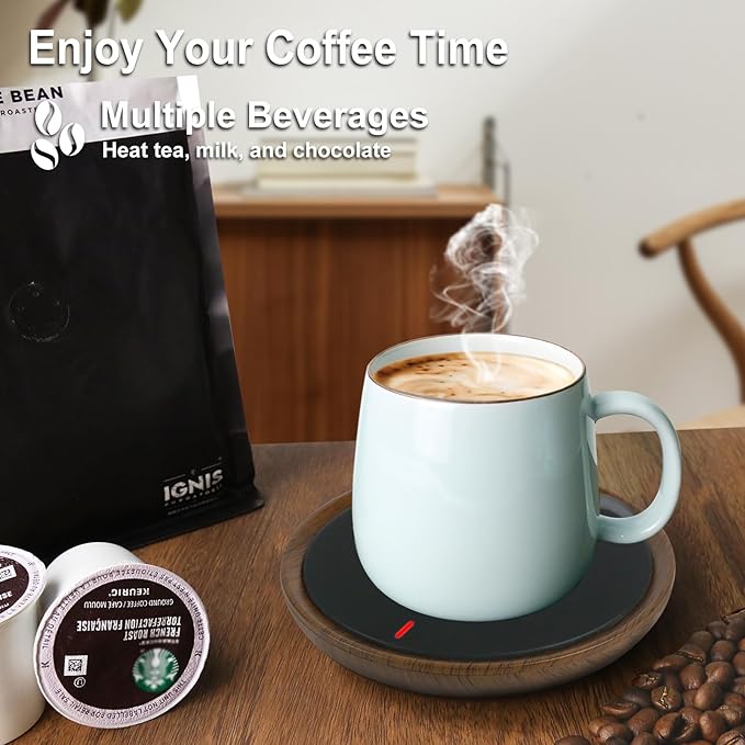 Coffee Mug Warmer, Candle Warmer Plate Wood Grain Style, Wax Melt Warmer for Scented Wax, Electric Coffee Warmer for Desk, Coffee Cup Warmer with Auto Shut Off