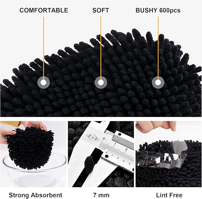 Ordenado 62" Car Wash Brush Kit Mitt Mop Sponge with Long Handle Chenille Microfiber Car Cleaning Brush Kit Supplies Car Washing Mop Kit Car Care Kit of Scratch-Free Replacement Head for Car RV Truck
