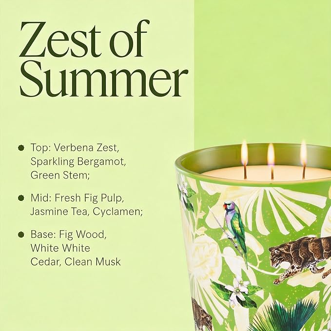 Verbena & Fig Leaf Scented Candle, 30oz Large 3 Wick Soy Candle, 100+ Hours Long Burning, Spa-Quality Aromatherapy for Home & Bathroom, Non-Toxic Luxury Candle Gifts for Housewarming