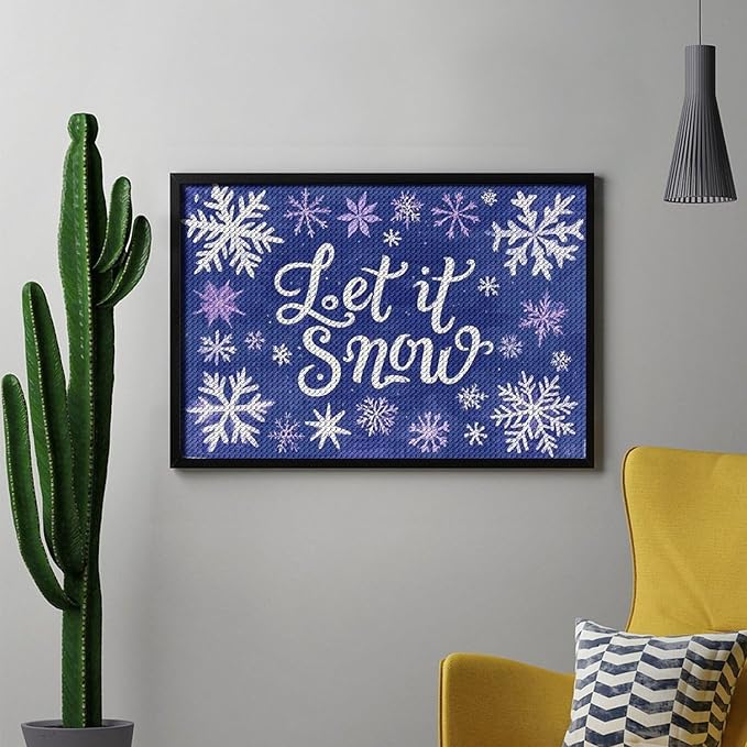 AIVKIEJK Diamond Painting Kits for Adults - Festive Snowflake Christmas Let It Snow Painting DIY 5D Full Drill Diamond Dots Paintings with Diamonds Gem Art and Crafts Home Decor 8"x12"