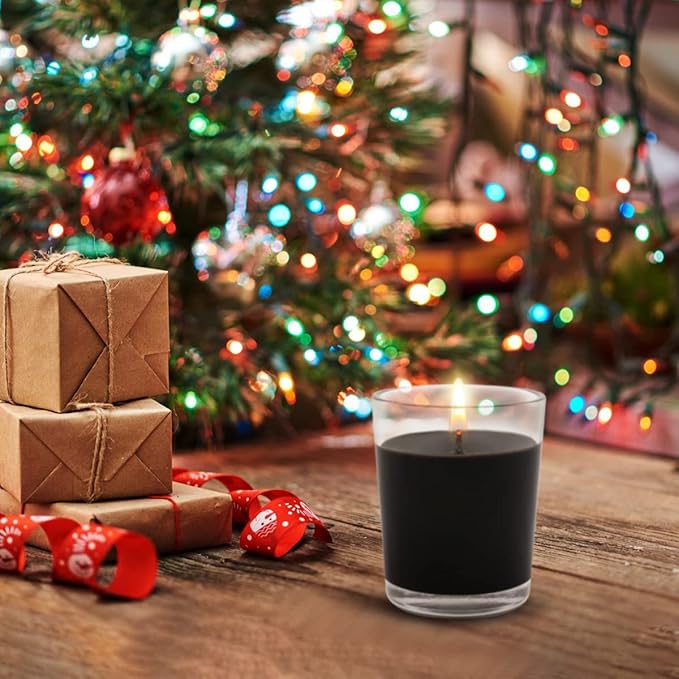 20 Packs Unscented Black Votive Candles in Glass, Small 2 Inch Soy Wax Candles for Halloween Wedding Party Home Holidays Relaxation Spa