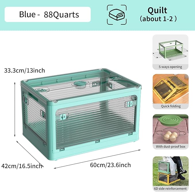 3-Pack Stackable Storage Bins, 83-Liter Collapsible Organizers with 3 Lids, Wheels, Foldable Collapsible Box for Outdoor Camping, Mixed Color