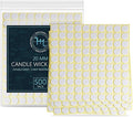 Hearth & Harbor Candle Wick Stickers, 500 Pieces Double-Sided Heat Resistant Adhesive Wick Stickers for Candle Making, Glue Stickers for Candle Making, Candle Making Supplies, 20mm Round Stickers